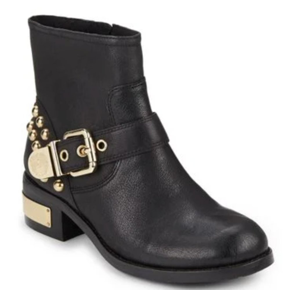 Vince Camuto Black Windetta Studded Leather Ankle Boots Booties